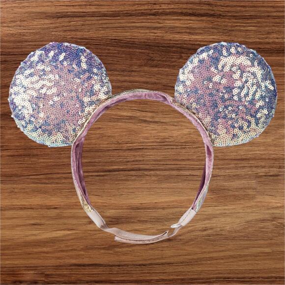 NWT Disney Parks Mickey Iridescent Sequin Comfort Ears Headband 50th Anniversary